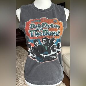 Midnight Rider SMALL Washed Black Bob Dylan Graphic Muscle Tank Top